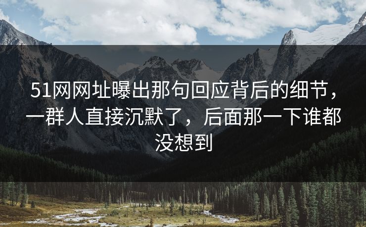 51网网址曝出那句回应背后的细节,一群人直接沉默了,后面那一下谁都没想到 51网网址曝出那句回应背后的细节,一群人直接沉默了,后面那一下谁都没想到