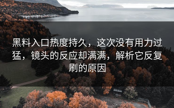 黑料入口热度持久,这次没有用力过猛,镜头的反应却满满,解析它反复刷的原因 黑料入口热度持久,这次没有用力过猛,镜头的反应却满满,解析它反复刷的原因